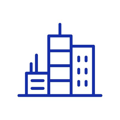Logotipo azul dos edifícios